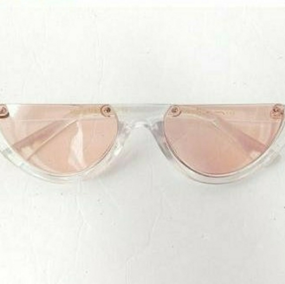 Pink Half Frame Cut Off Clear Sunglasses